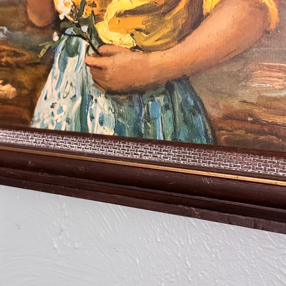 Vintage Marcel Dyf GYPSY GIRL  Treychikoff Lynch Era Framed 1960s Print 22x18 - Picture 3 of 6